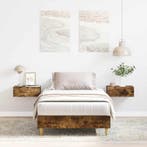vidaXL Bedframe zonder matras 100x200 cm spaanplaat gerookt, Verzenden