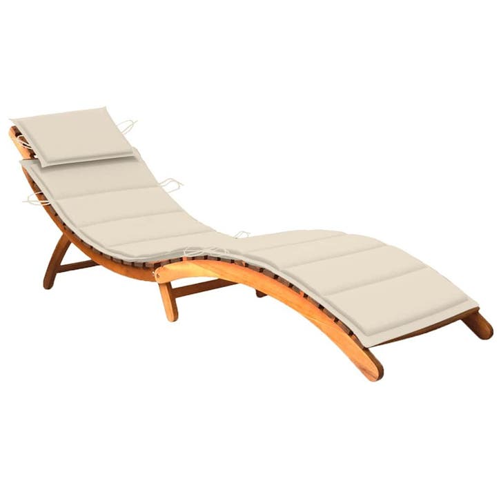vidaXL Ligbed met kussen massief acaciahout, Tuin en Terras, Ligbedden, Nieuw, Verzenden