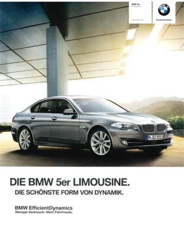 2012 BMW 5 SERIE SEDAN BROCHURE DUITS