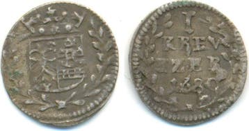 1 Kreuzer 1680 Friedberg Burggrafschaft: Hans Eitel Diede..., Verzenden, België