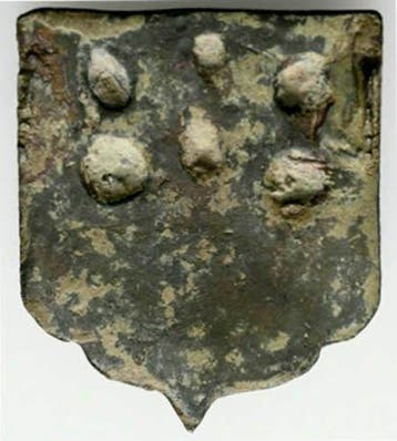 Viking periode Brons, -Antieke plaat met bloemdecoratie-40