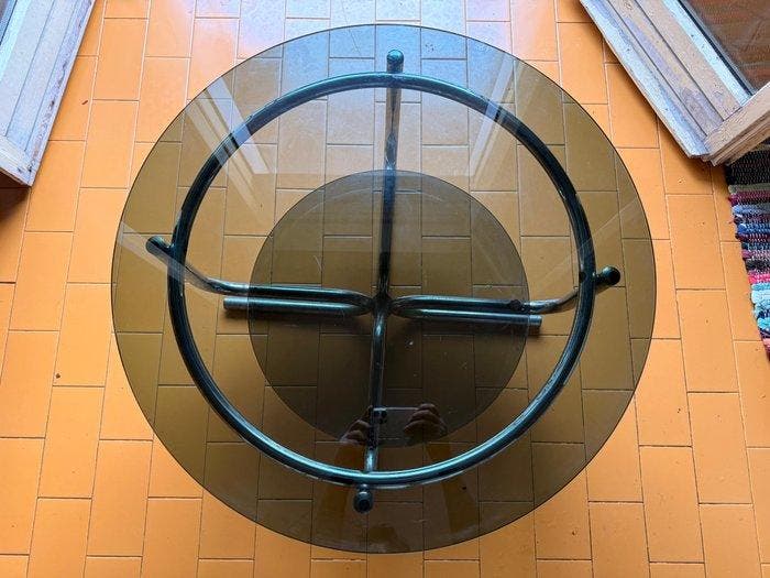 Table basse - Verre, Acier - Structure tubulaire en métal, Antiek en Kunst, Kunst | Designobjecten