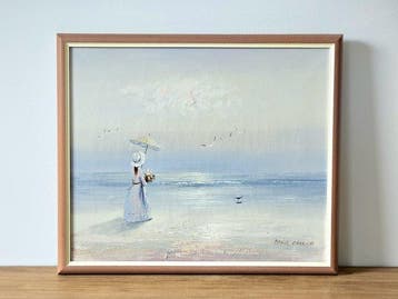 Marie Charott (XX) - Victoriaanse dame aan het strand, Antiek en Kunst