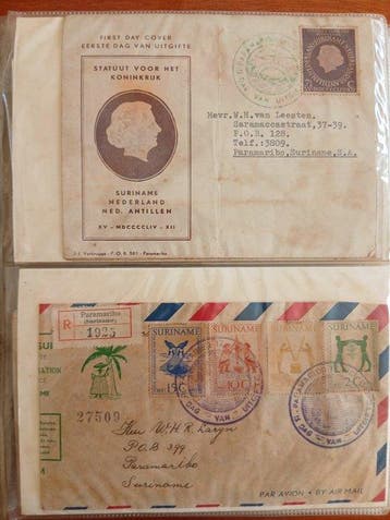 Suriname 1953/1969 - Eerste Surinaamse FDCs inc blok 1 etc, Gestempeld