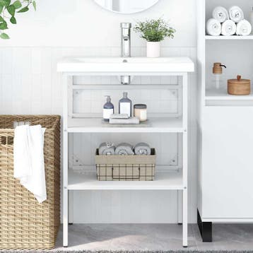 vidaXL Wastafelframe 59x38x83 cm ijzer wit, Huis en Inrichting, Tafels | Bijzettafels, Verzenden, Nieuw