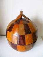 Ijsemmer - Coco de mer - Noot , hout - Bekleed in fineerhout