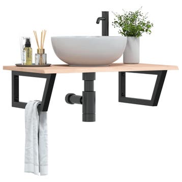 vidaXL Badkamer wandschap staal en massief eikenhout, Verzenden