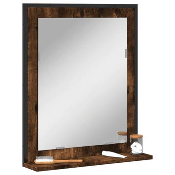 vidaXL Badkamerspiegel met schap 50x12x60 cm hout gerookt, Verzenden