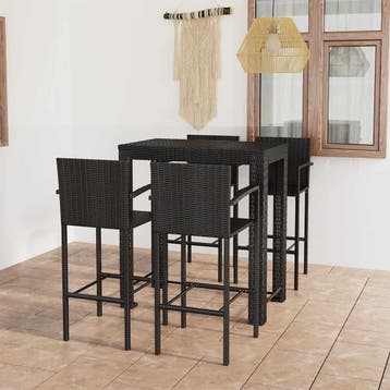 vidaXL 5-delige Tuinbarset met armleuningen poly rattan, Verzenden, Nieuw