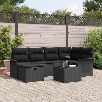 vidaXL Tuinbank Set 7 st Poly rattan, Verzenden, Nieuw