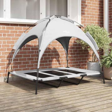 vidaXL Hondenbed Zilvergrijs 122 x 93 x 106,5 cm Staal, Dieren en Toebehoren, Verzenden, Nieuw