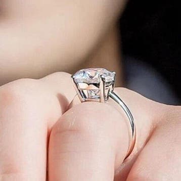 Zonder minimumprijs - Ring Zilver, 3.25 Ct Round Brilliant