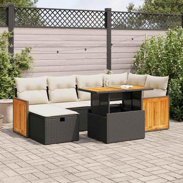 vidaXL 8-delige Loungeset met kussens poly rattan zwart, Verzenden, Nieuw, Loungeset