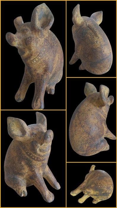 Tirelire - Art populaire cochon charcutier . - Terre cuite, Antiek en Kunst, Curiosa en Brocante