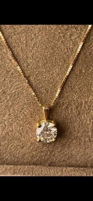 Ketting met hanger - 14 karaat Geel goud - 0.99ct. tw., Handtassen en Accessoires, Antieke sieraden