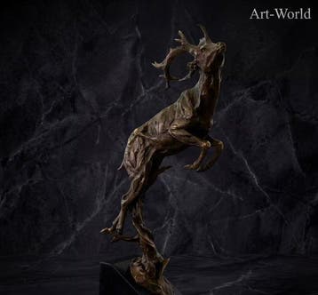 Beeld, Exclusief sculptuur: Springend hert 49.5 cm / 6.1 kg