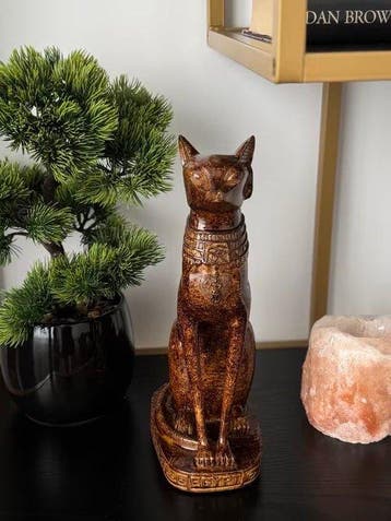 sculptuur, Bastet-Inspired Egyptian Cat-Gold Tone - 30 cm -