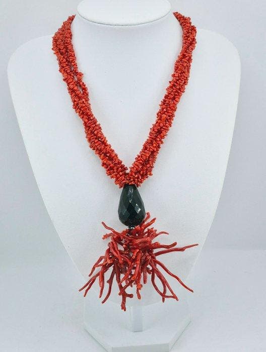 Corail rouge - Argent - Collier - CORALLO MEDITERRANEO, Verzamelen, Dierenverzamelingen