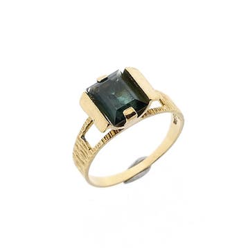 8 karaat ring met groene toermalijn, Handtassen en Accessoires, Ringen, Gebruikt, Ophalen of Verzenden, 17 tot 18, Met edelsteen