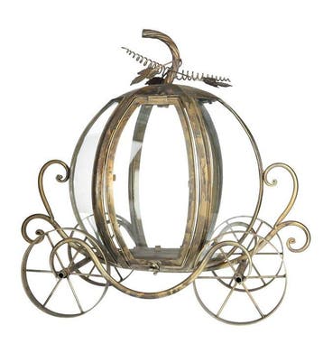 Lanterne - Verre, Métal, Fer - Chariot de citrouille -