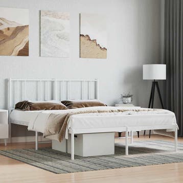 vidaXL Bedframe met hoofdbord metaal wit 160x200 cm, Verzenden, Nieuw