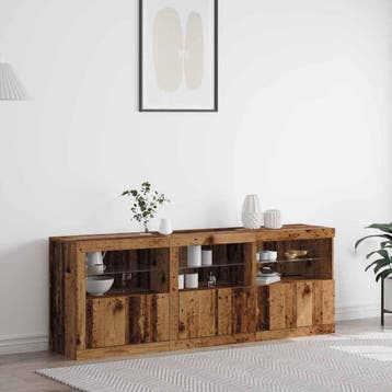 vidaXL LED Dressoir Oud Hout 181 x 37 x 67 cm Bewerkt hout, Verzenden