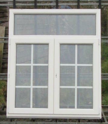 pvc raam , chassis van 139 x 162  wit / steengrijs, 75 tot 150 cm, Kunststof, Raamkozijn, Nieuw