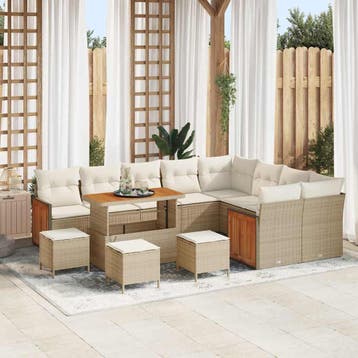 vidaXL Tuinbank Set 14 st 10-Aantal zitplaatsen Beige en, Verzenden