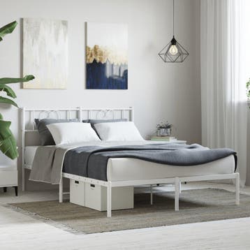 vidaXL Bedframe met hoofdbord metaal wit 140x200 cm, Verzenden, Nieuw