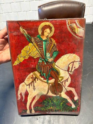 Giovanni Gaibari (1924) - Icoon - Sint Joris en de draak -, Antiek en Kunst
