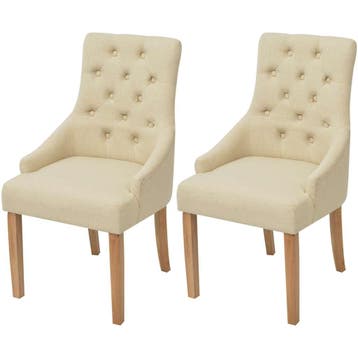 vidaXL Eetkamerstoelen 2 st stof crèmekleurig, Verzenden, Nieuw
