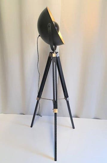 Uplighter vloerlamp - In hoogte verstelbaar - metaal, hout