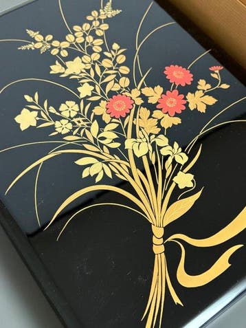 Doos - Hout, Door (zo-hiko) - Herfstbloemen maki-e doos