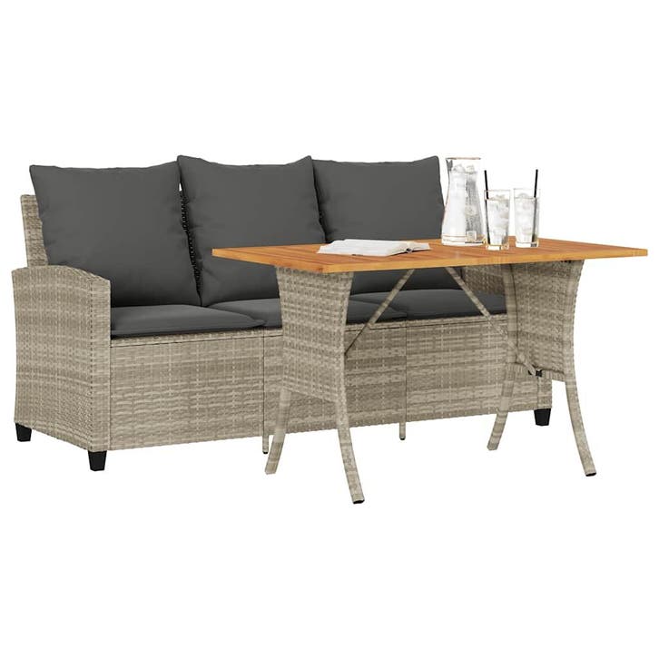 vidaXL Tuinbank 3-zits met kussens & tafel poly rattan, Tuin en Terras, Tuinsets en Loungesets, Nieuw, Verzenden