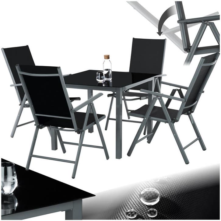 Aluminium zitgroep 4+1 - antraciet, Jardin & Terrasse, Ensembles de jardin, Envoi