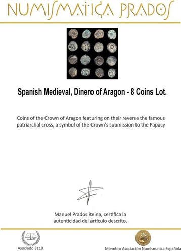 Spanje. Spanish Monarchy. Dinero Medieval. Dinero of Aragon,, Postzegels en Munten