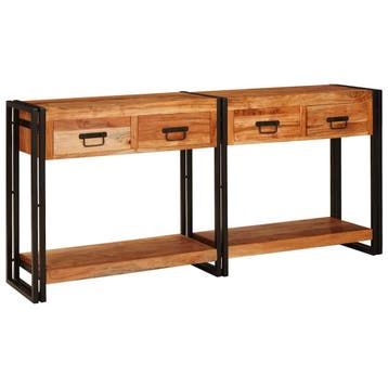 vidaXL Wandtafels 2 st Bruin 161 x 33 x 75 cm Massief Acacia, Verzenden, Nieuw