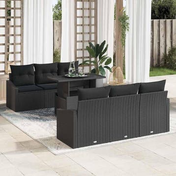 vidaXL Tuinbank Set 7 st Zwart poly rattan, Tuin en Terras, Tuinsets en Loungesets, Verzenden, Nieuw
