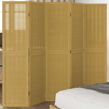 vidaXL Kamerscherm met 5 panelen massief paulowniahout bruin, Verzenden, Nieuw