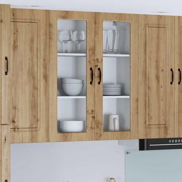 vidaXL Wandglas Kasten LUCCA Artisanaal eiken 80 x 31 x 100, Verzenden