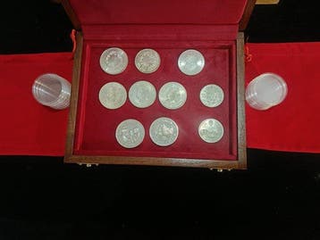 Wereld. 1947/1995, Estuche Deluxe Collection 10 Coins Silver