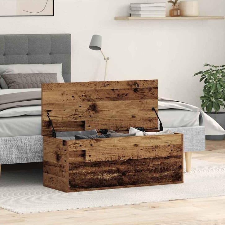 vidaXL Opslagdoos Oud Hout 90 x 35 x 35 cm Bewerkt hout, Huis en Inrichting, Kasten | Overige, Nieuw, Verzenden