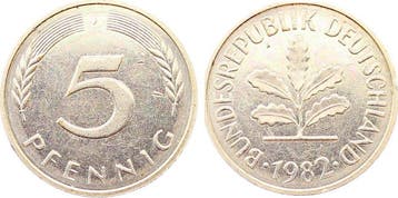 Duitsland Probe 5 Pfennig 1982 J, Neu-zilver unmagnetisch..., Verzenden, België