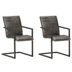 vidaXL Eetkamerstoelen 2 st echt leer grijs, Huis en Inrichting, Stoelen, Verzenden, Nieuw