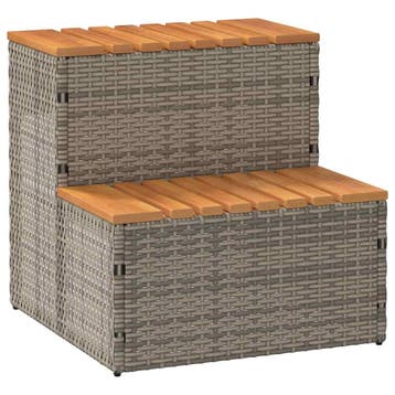 vidaXL Hottub-opstap 50x50x50,5cm poly rattan&massief, Verzenden