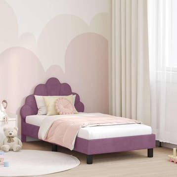 vidaXL Kinderen bedframe met hoofdboard Paars 80 x 160 cm, Huis en Inrichting, Slaapkamer | Bedden, Verzenden, Nieuw