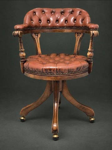 Chaise de bureau - Cuir, Bois - Chaise de bureau