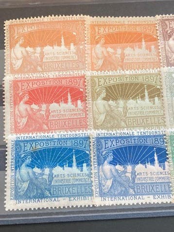Belgique 1897 - Exposition de Bruxelles : vignettes en 12, Gestempeld