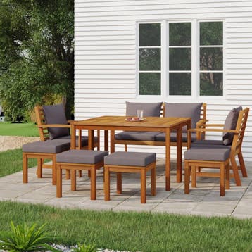 vidaXL 9-delige Tuinset met kussens massief acaciahout, Verzenden, Nieuw, Tuinset