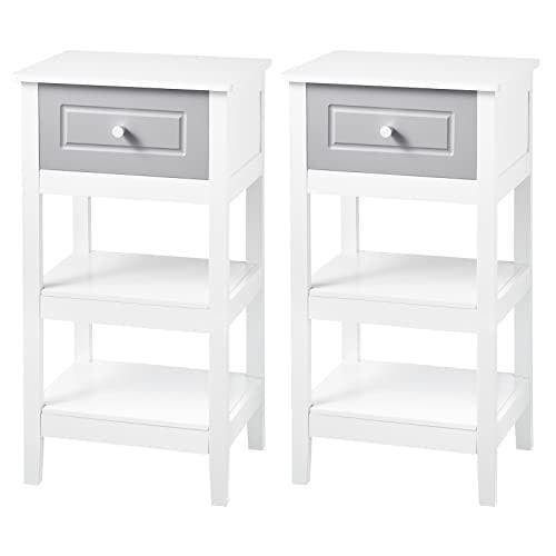 2dekans | Woltu Nachtkastje met Lade en 2 Opbergrekken MDF, Maison & Meubles, Chambre à coucher | Tables de chevet, Enlèvement ou Envoi